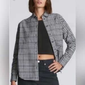 Everlane Black and White Plaid Oxford Shirt